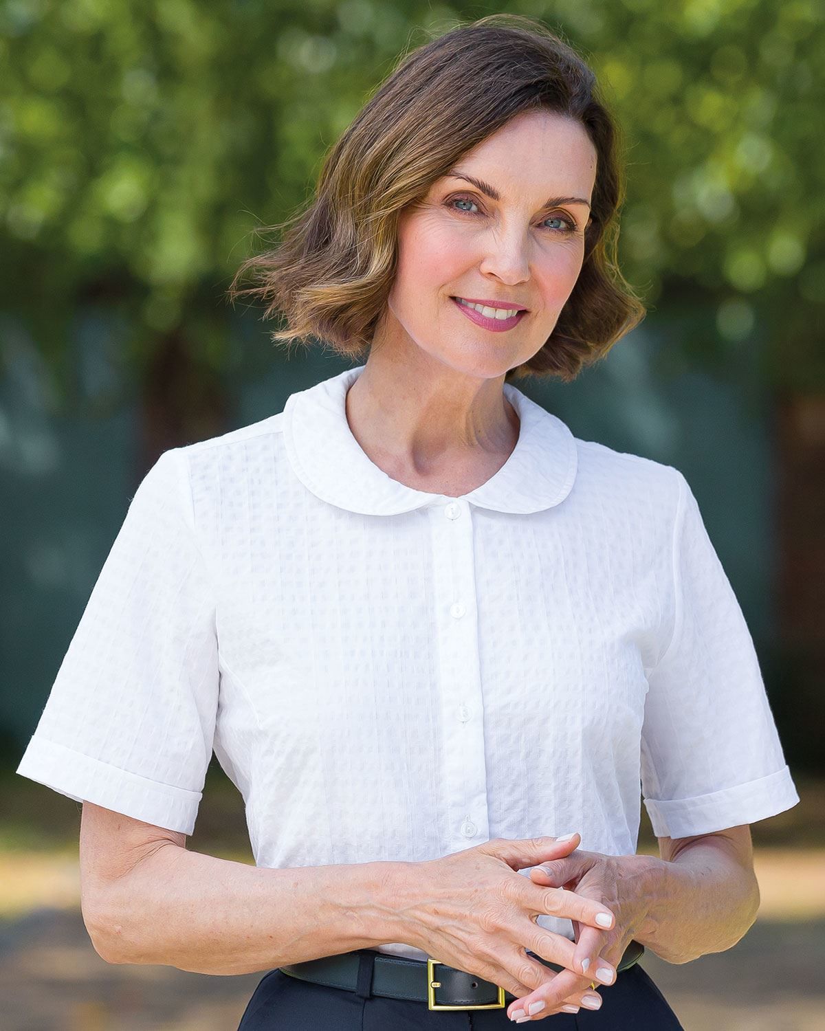 ladies white blouse with collar